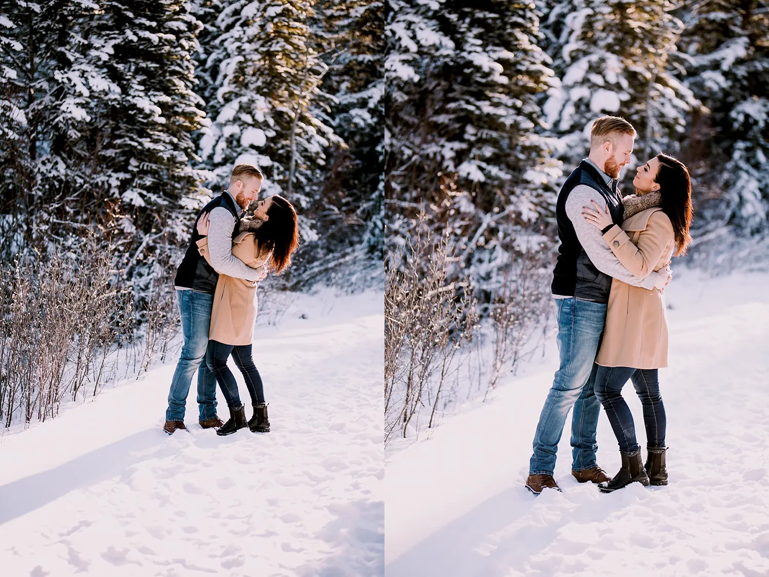Canmore wedding photographer, winter engagement photos, kananaskis engagement photos