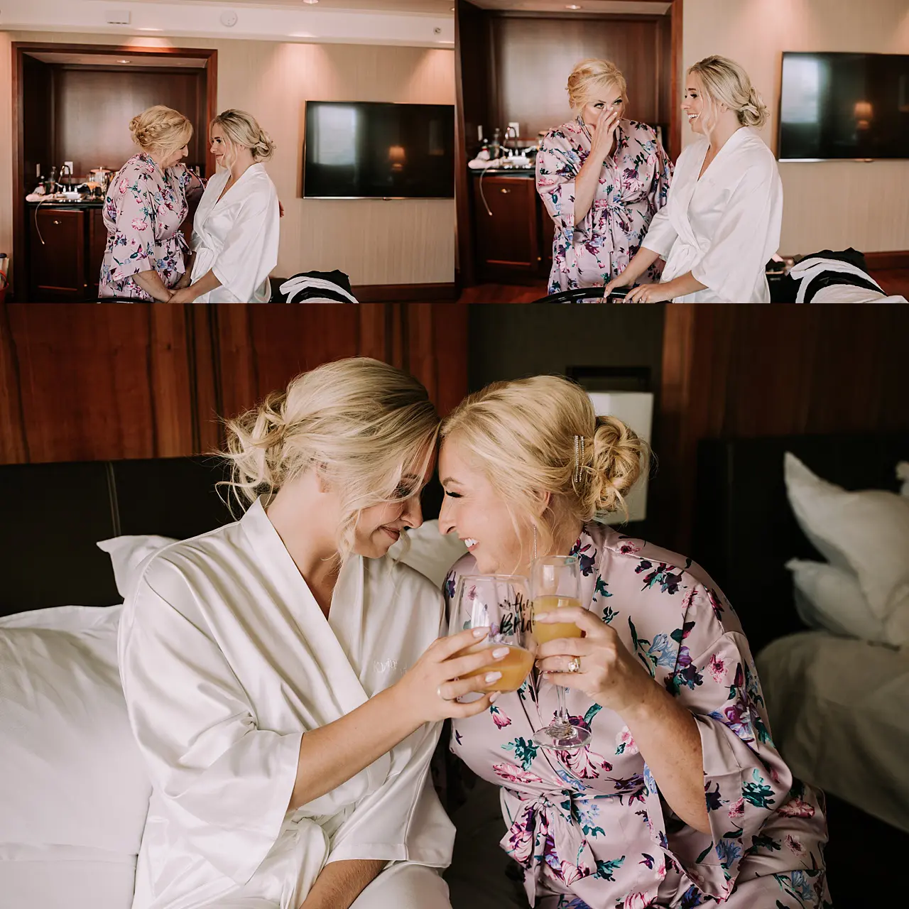 mom and daughter wedding morning