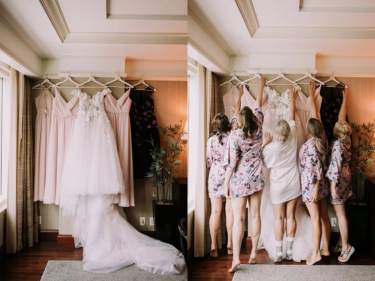 bridemaids on wedding morning