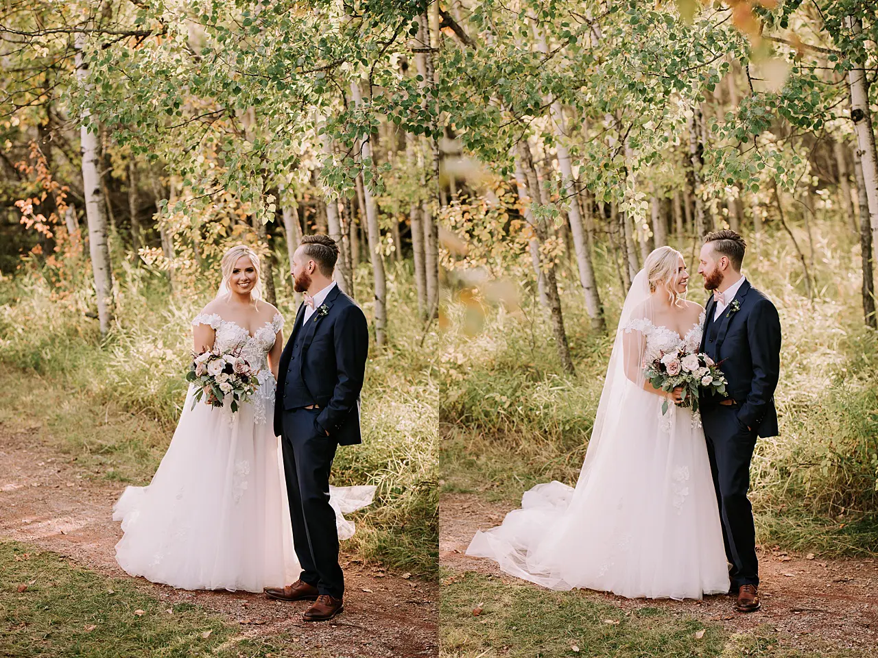 bride and groom fall wedding