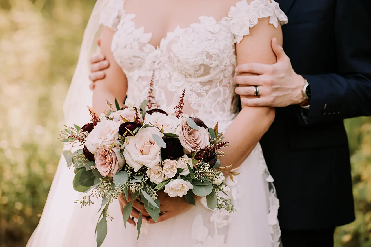 bride and groom fall wedding