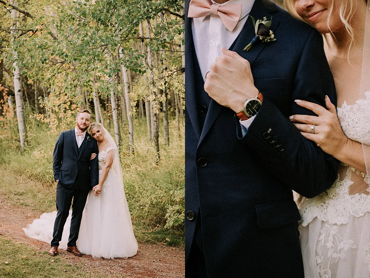 bride and groom fall wedding