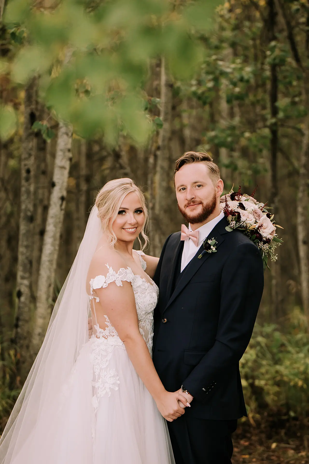 bride and groom fall wedding