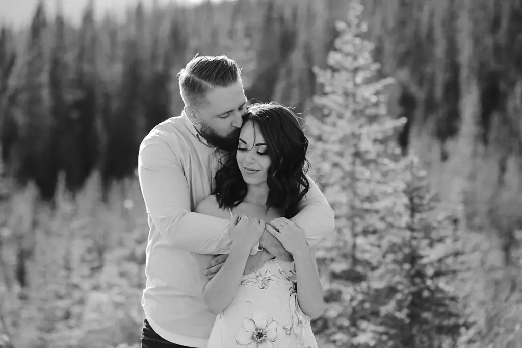 sun drenched canmore engagement session, canmore wedding photographers, canmore engagement photographer, mountain engagement session, summer engagement session