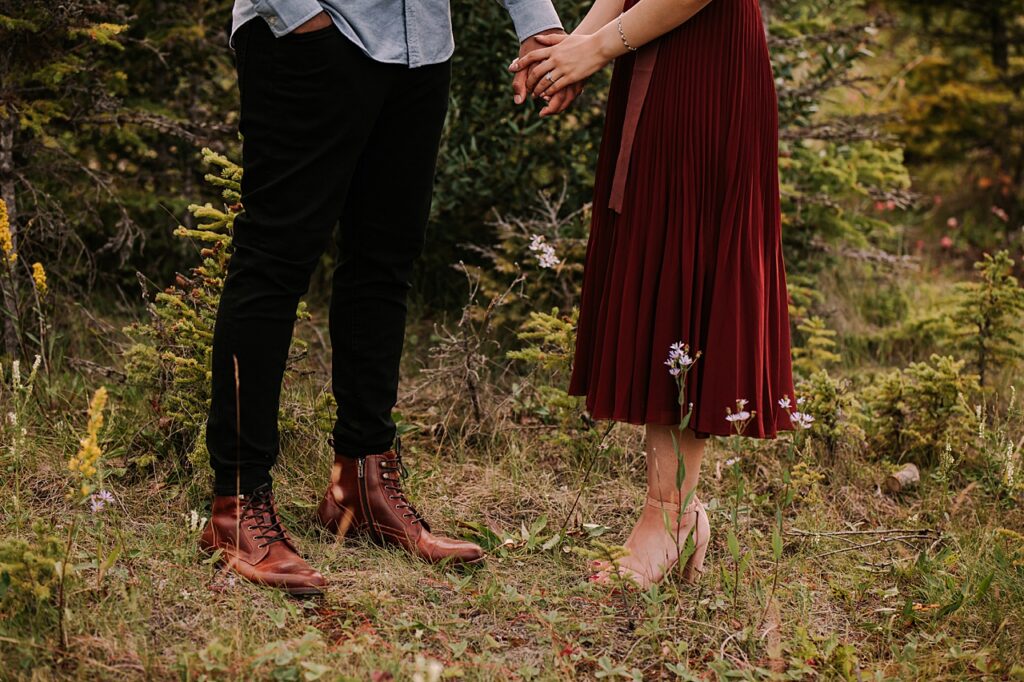 romantic summer engagement session in canmore, canmore wedding photographers, canmore engagement photographers, engagement session style