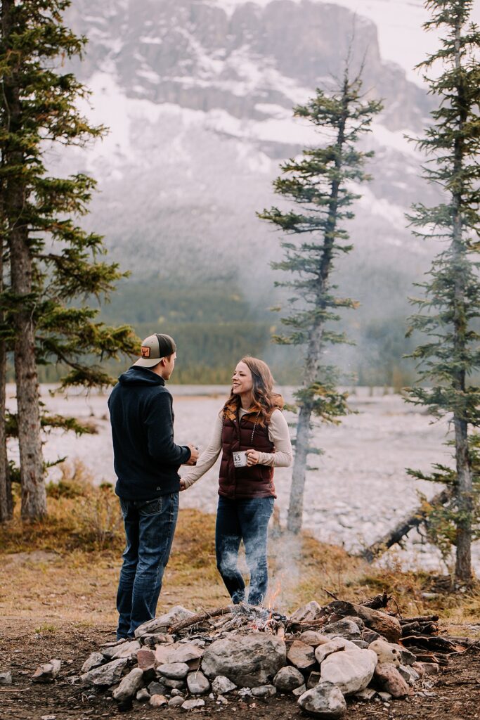 couples session, engagement session, fall engagement session, adventure session, camping engagement session, campfire photos, campfire engagement session, photoshoot ideas, engagement session ideas, engagement session outfits, campfire couple, smore's, campfire couple photos, mountain engagement session, backpacking engagement session