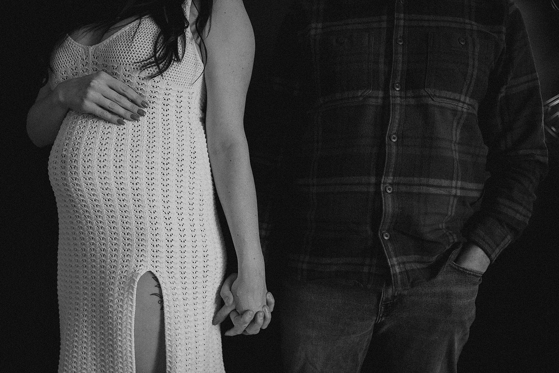 couples maternity session in photography studio