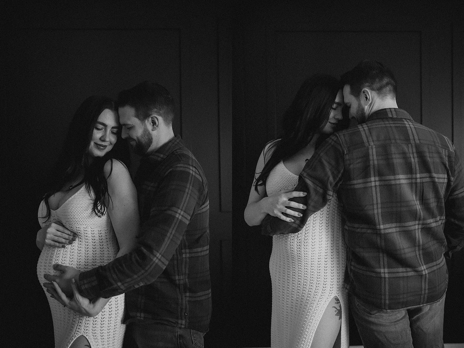 couples maternity session in photography studio