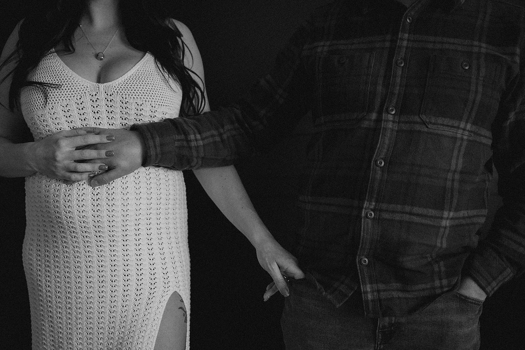 couples maternity session in photography studio