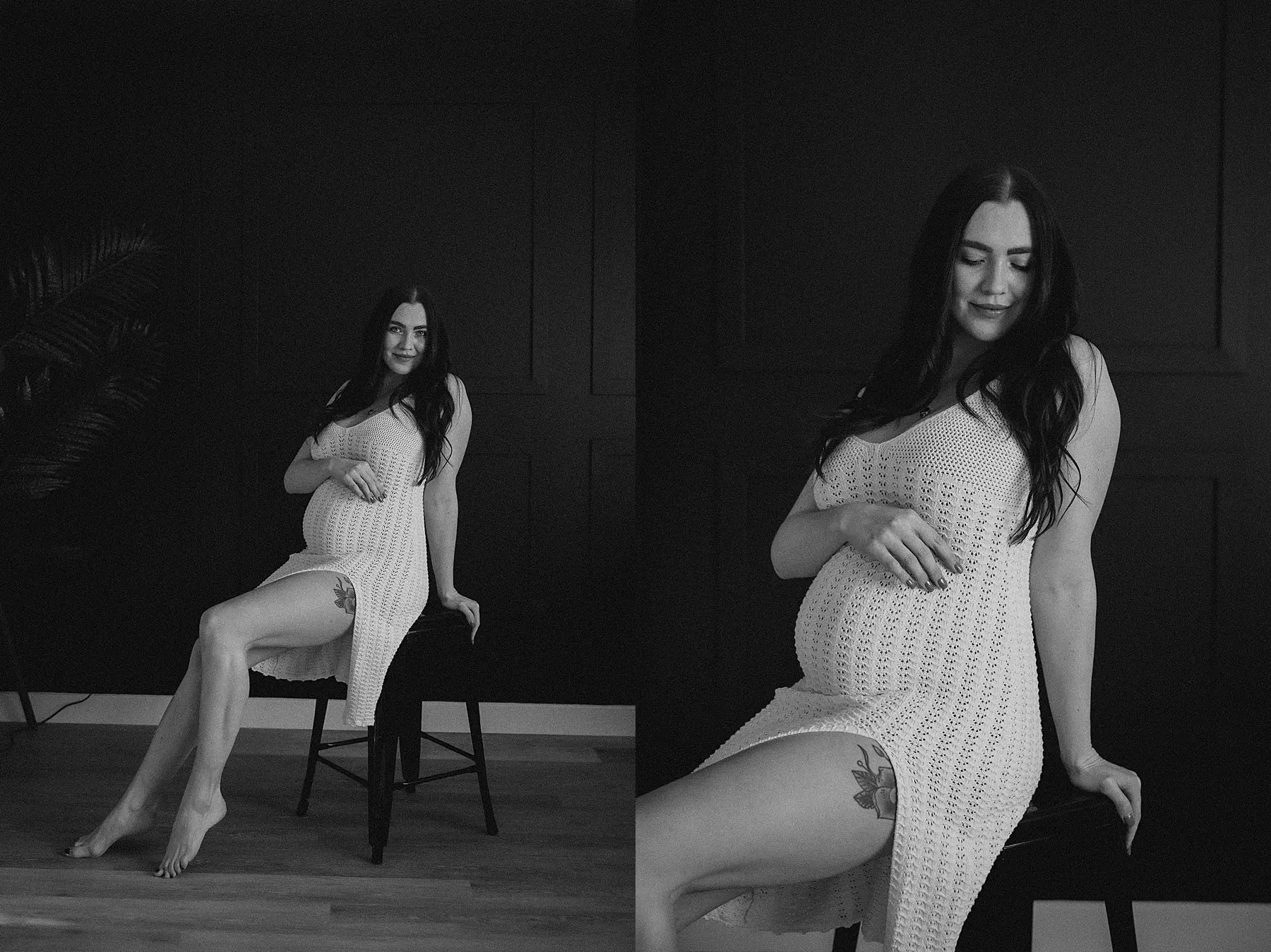 couples maternity session in photography studio