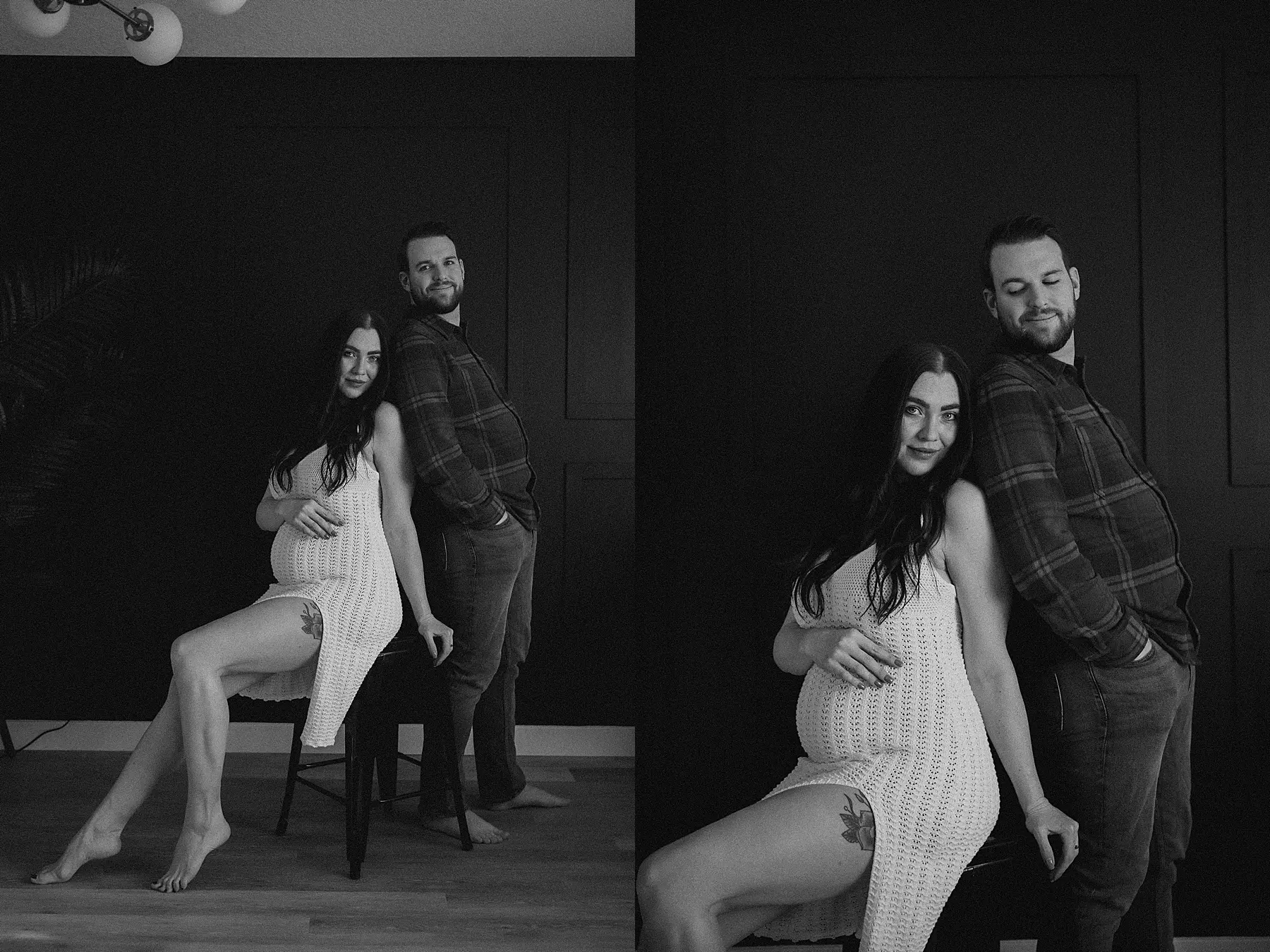 couples maternity session in photography studio