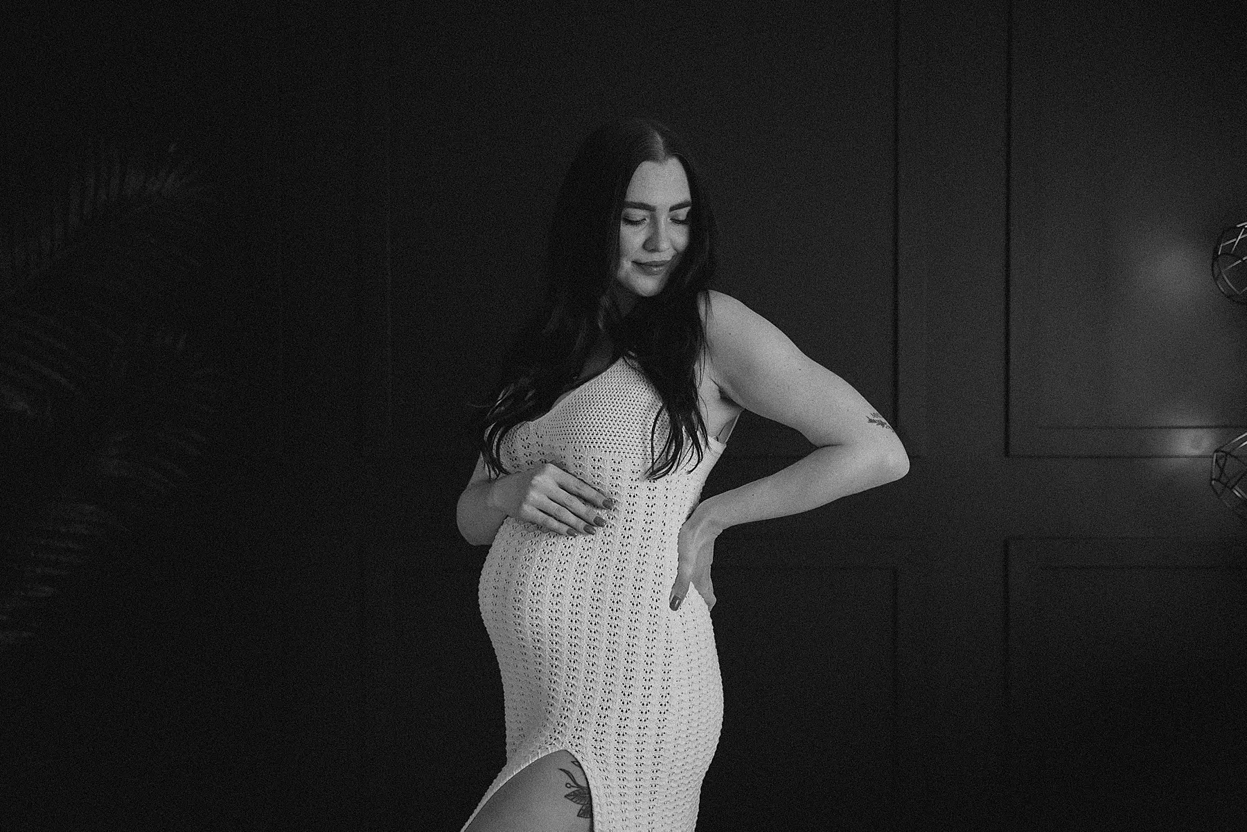 couples maternity session in photography studio