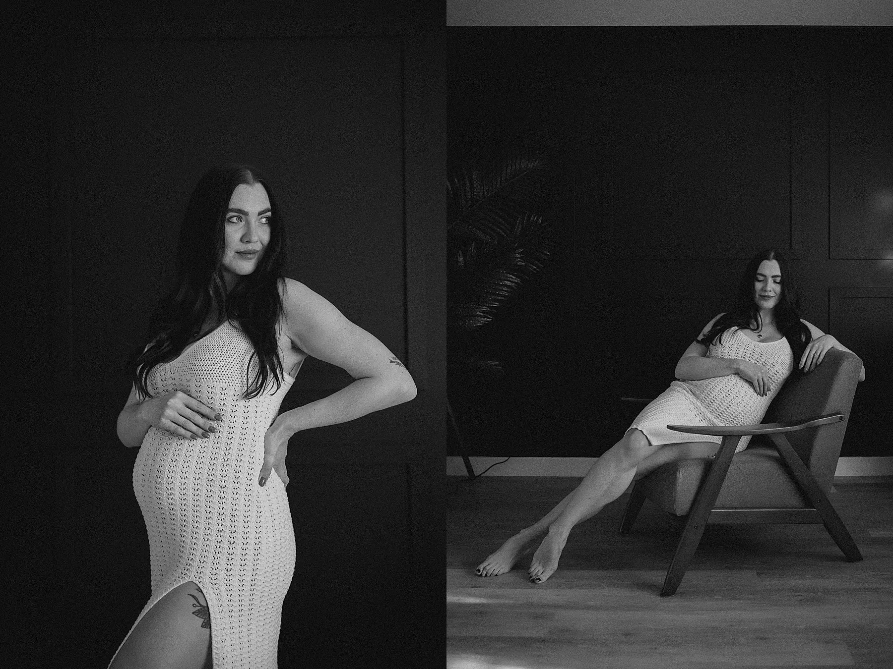 couples maternity session in photography studio