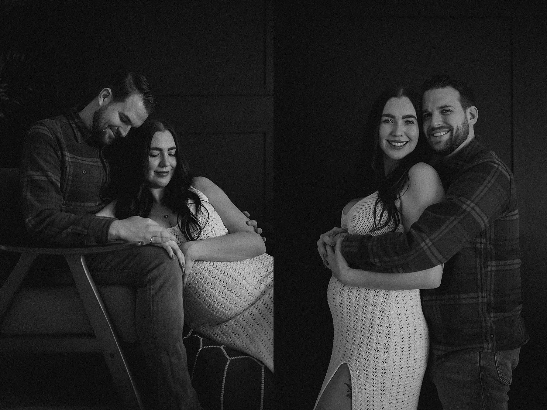couples maternity session in photography studio