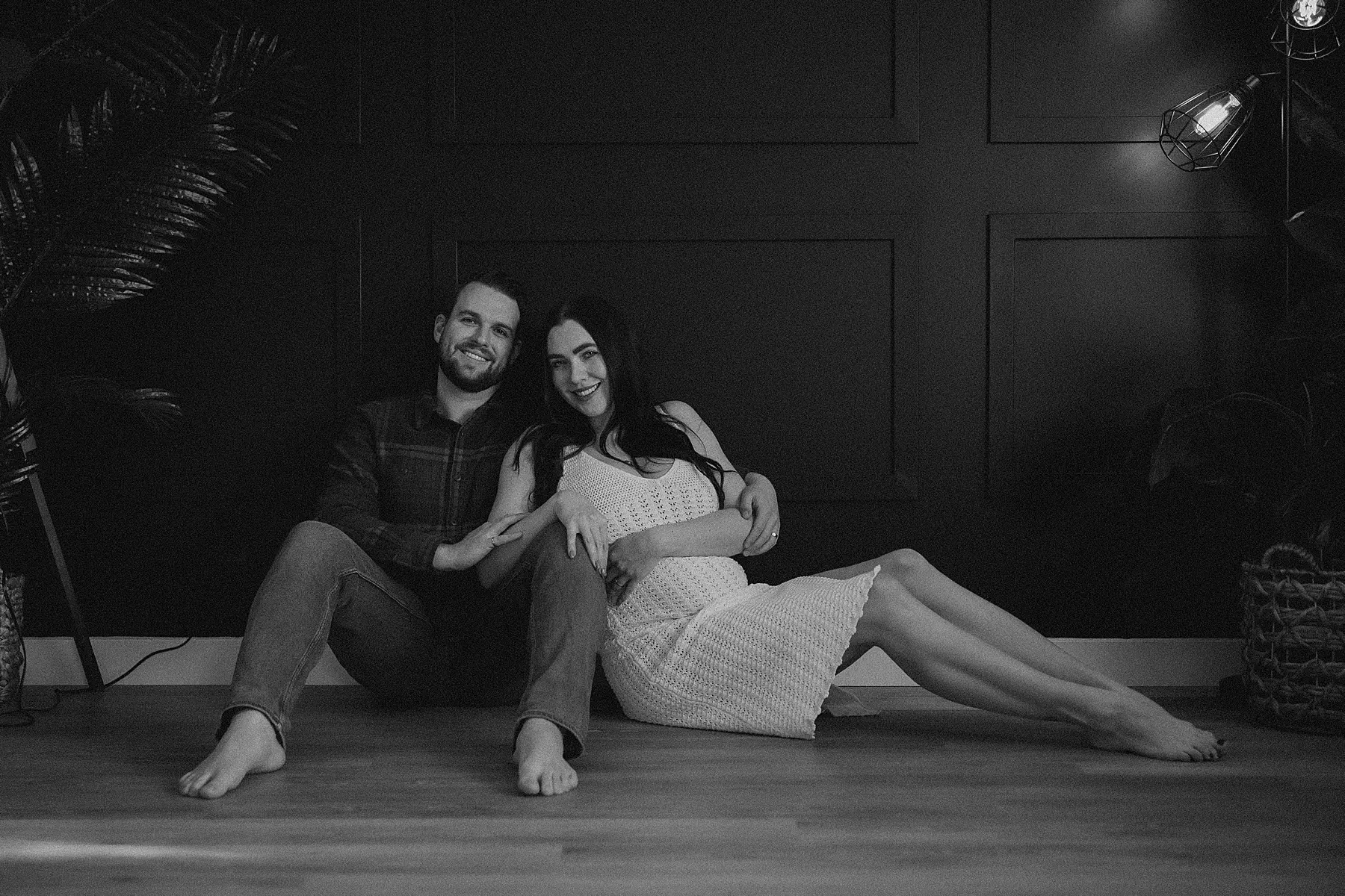 couples maternity session in photography studio