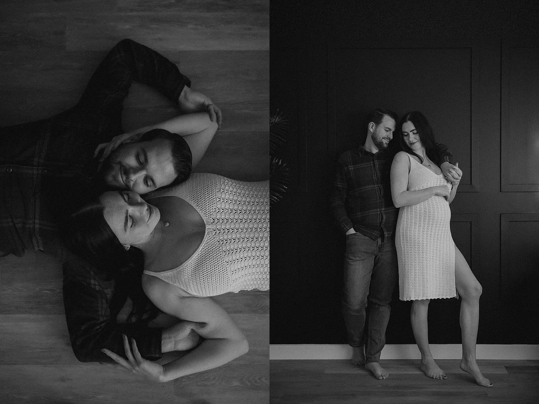 couples maternity session in photography studio